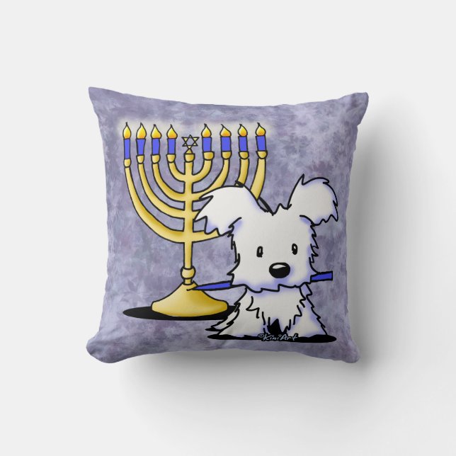 Almofada Hanukkah Menorah Westie (Frente)