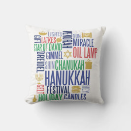Almofada Hanukkah Words Holiday Travesseiro decorativo