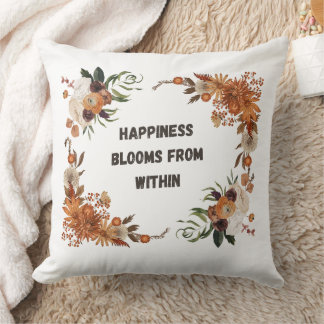 Almofada Happiness Blooms Within: Floral Positivity Art