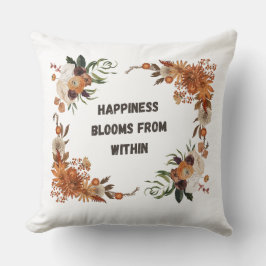Almofada Happiness Blooms Within: Floral Positivity Art