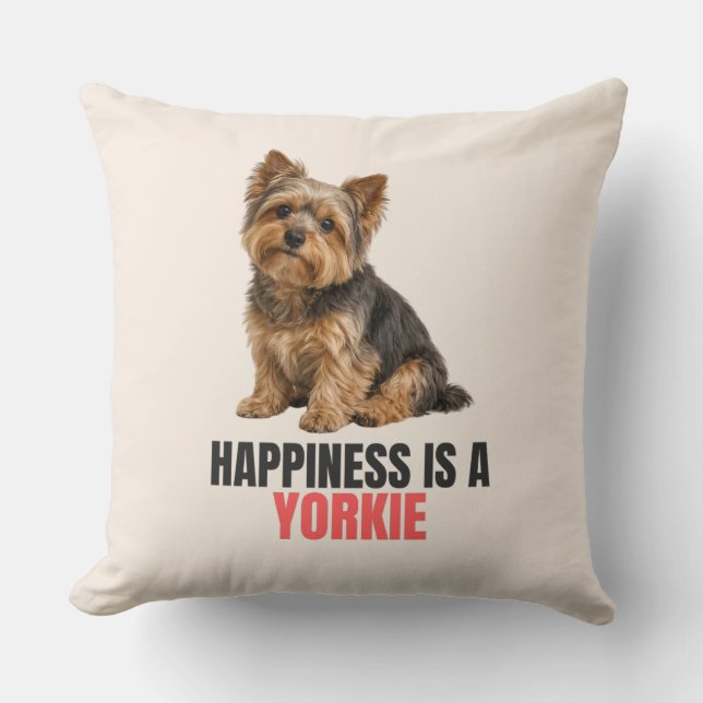 Almofada Happiness Is a Yorkie Throw Pillow (Frente)