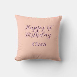 Almofada Happy 1st birthday orange purple boho retro name 