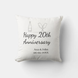 Almofada Happy 20th anniversary champagne bottle glass name