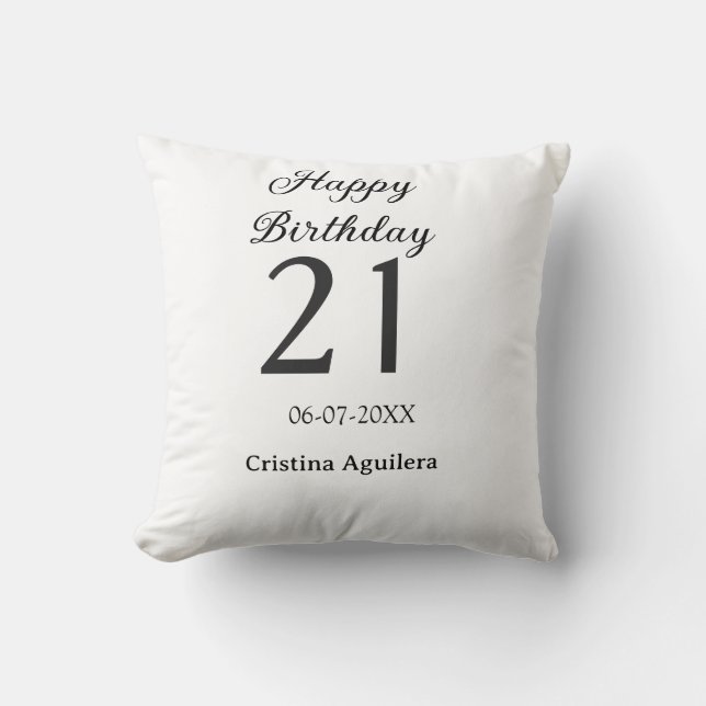 Almofada Happy 21st birthday bold letter simple name minima (Frente)