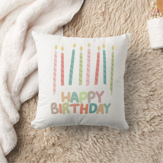 Almofada Happy Birthday with Candles Throw Pillow