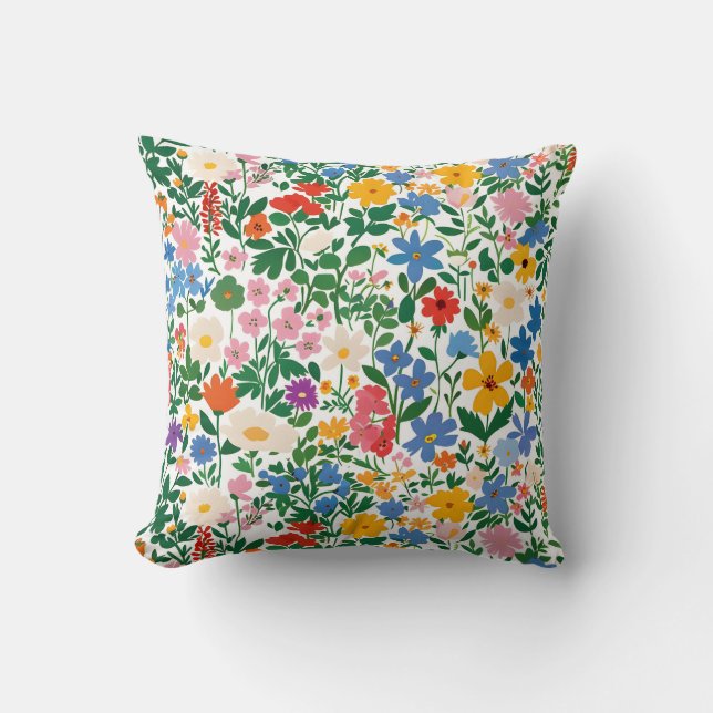 Almofada Happy Botanical Floral Flower Spring Pattern. (Frente)