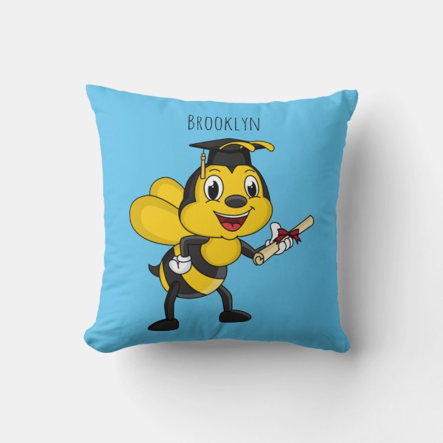 Almofada Happy cartoon bee graduation (Frente)
