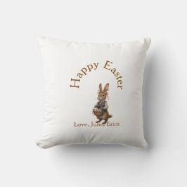Almofada Happy Easter brown bunny with eggs love add name 