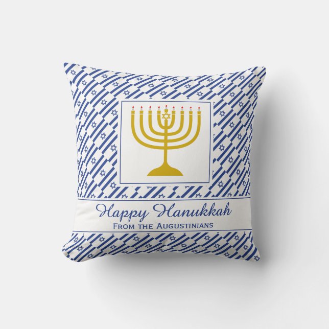 Almofada HAPPY HANUKKAH Sinalizador Israelita Personalizado (Frente)