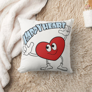 Almofada Happy Heart Throw Pillow – Cute Cartoon Design
