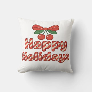 Almofada Happy Holidays Candy Cane Typography – Cute Xmas