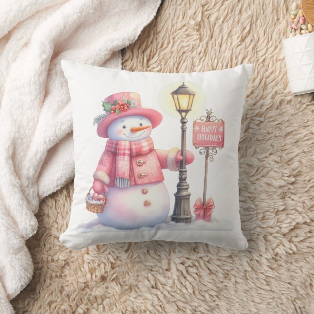 Almofada Happy Holidays Snowman Throw Pillow (Cobertor)