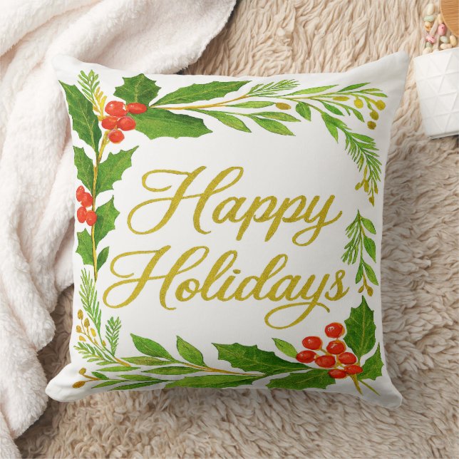 Almofada 'Happy Holidays' Throw Pillow (Cobertor)