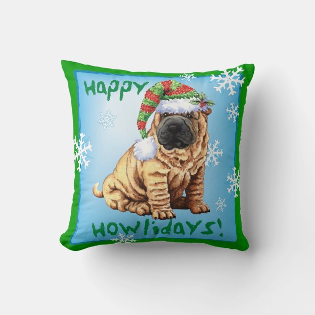 Almofada Happy Howliday Shar-Pei (Frente)