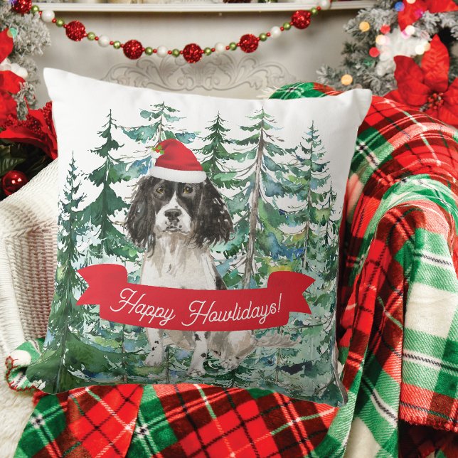 Almofada Happy Howlidays English Springer Spaniel (Criador carregado)