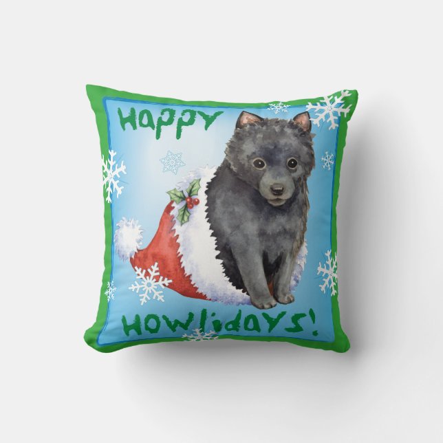 Almofada Happy Howlidays Schipperke (Frente)