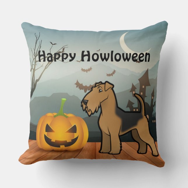 Almofada Happy Howloween Airedale Terrier (Frente)