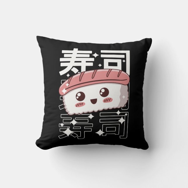 Almofada Happy Kawaii Sushi - Comida japonesa Presente (Frente)