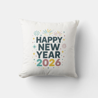 Almofada Happy New Year 2026 Pillow – Festive Fireworks Des