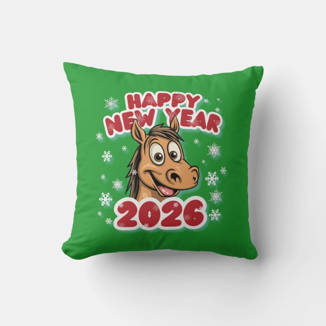 Almofada Happy New Year 2026: Year of the Horse Mascot (Frente)