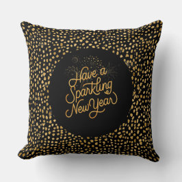 Almofada Happy New Year Celebrate,Gold Pixels Pattern