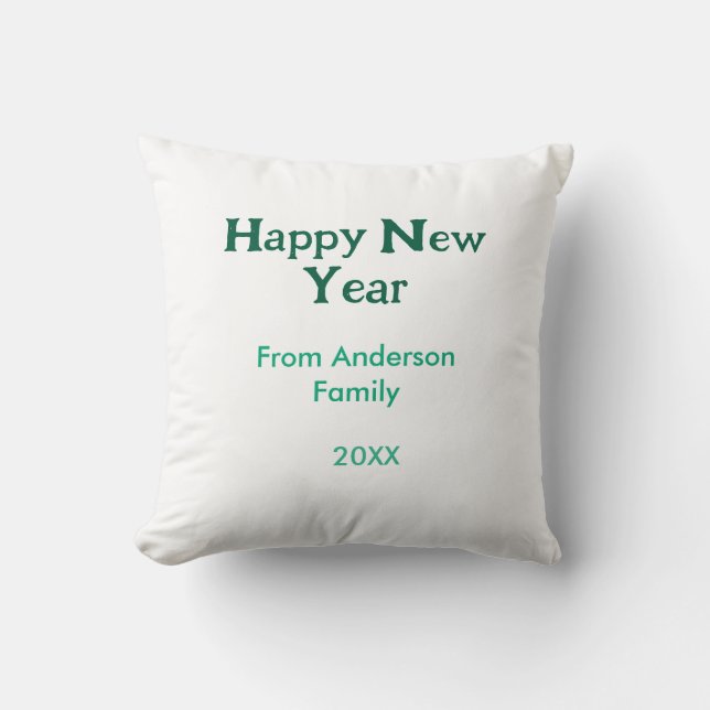 Almofada Happy new year green add family name year simple  (Frente)