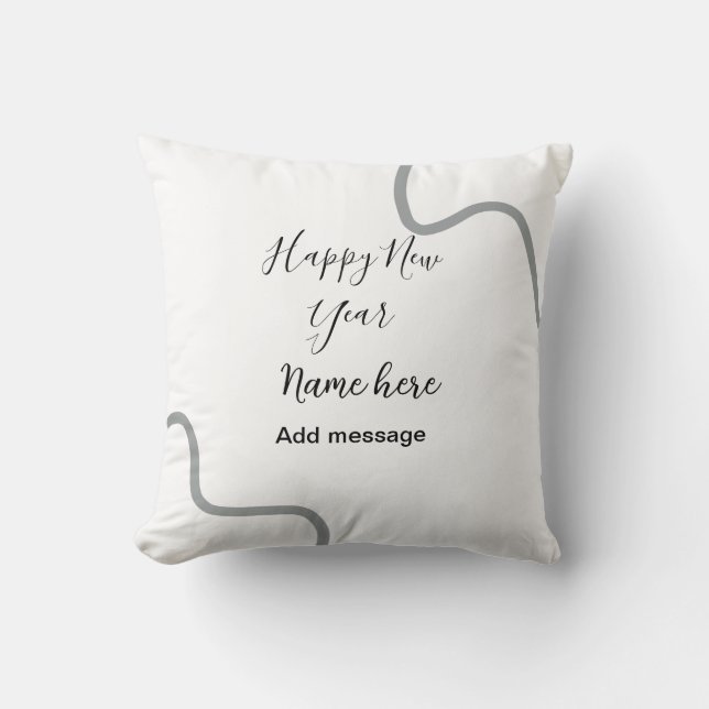Almofada Happy new year name message gray simple holiday  (Frente)