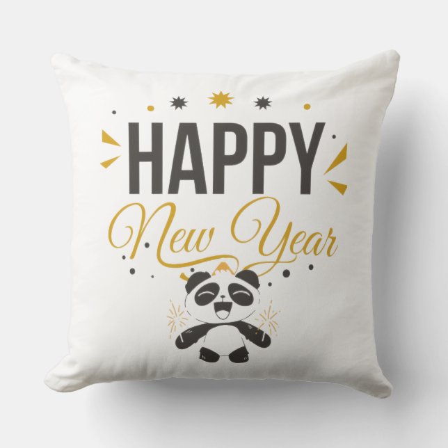 Almofada Happy New Year Panda Throw Pillow (Frente)