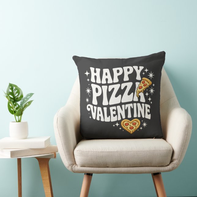 Almofada Happy Pizza Valentine Funny Pizza Love Design (Cadeira)