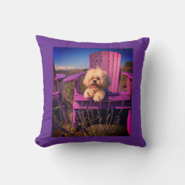 Almofada Happy Playful Shih Tzu Puppy Smiles Among Flowers