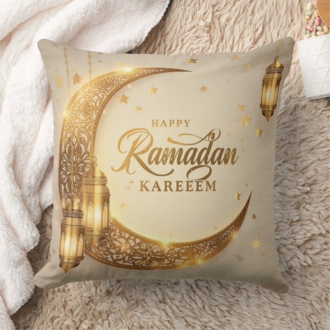 Almofada Happy Ramadan Kareem Golden Moon Pillow (Cobertor)