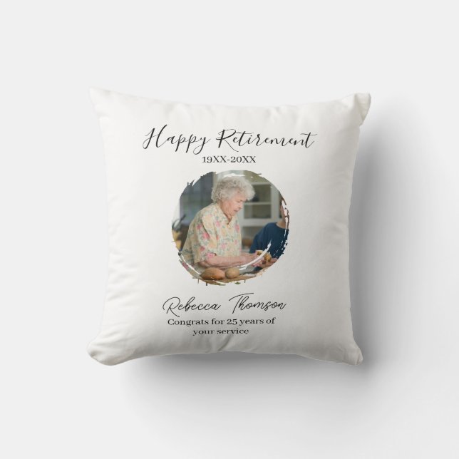 Almofada Happy retirement year name circle photo retired (Frente)
