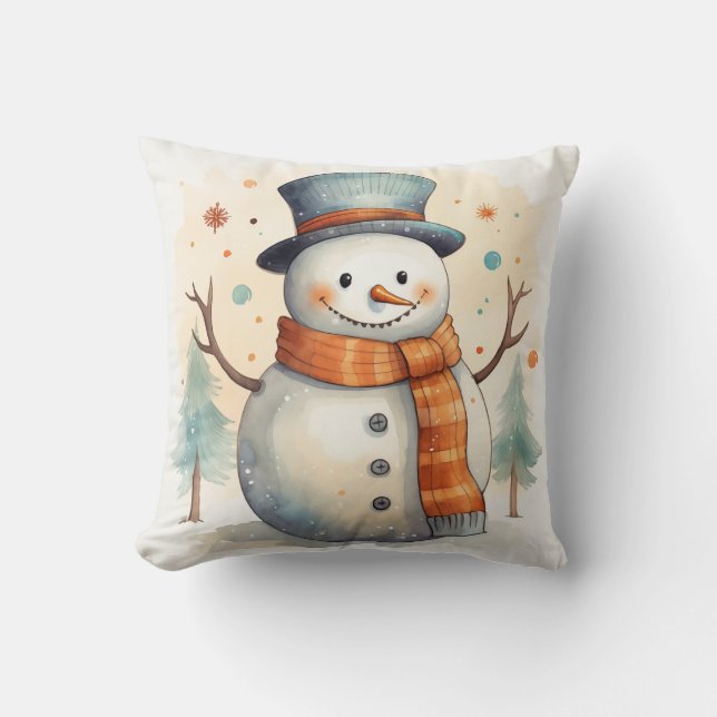 Almofada Happy Snowman Travesseiro (Frente)