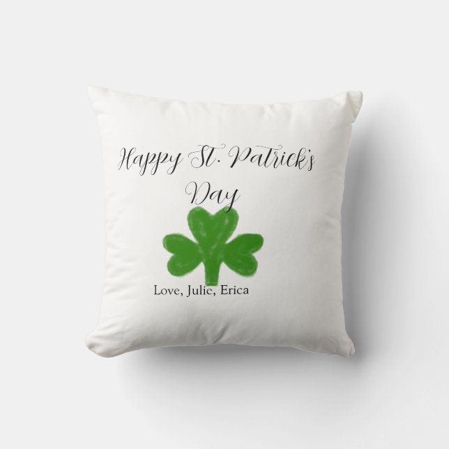 Almofada Happy St. Patrick's day green shamrock name  (Frente)