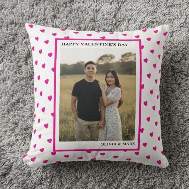 Almofada Happy Valentine’s Day Pink Heart Custom love (Criador carregado)