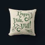 Almofada Happy Yule Yall Southern Christmas Winter Solstíci<br><div class="desc">Elegante e divertido "Happy Yule,  Y'all" cita travesseiro em verde sobre textura de linho simulada e reverso em textura verde simulada de linho. Perfeito para o sul do Natal ou solstício de inverno pagão!</div>