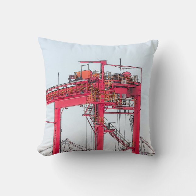 Almofada Harbour Harbor Crane Sketch (Frente)