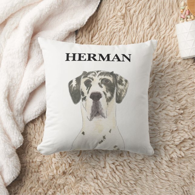 Almofada Harlequin Great Dane Reversible Personalizado (Cobertor)
