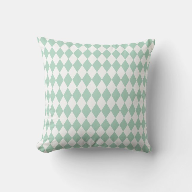 Almofada Harlequin Seafoam e branco (Frente)
