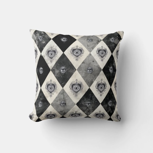 Almofada Harlequin with All-Seeing Eyes Throw Pillow (Frente)