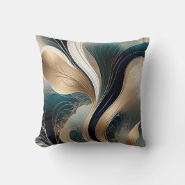 Almofada Harmonia Dourada - Abstrato em Turquesa e Dourado