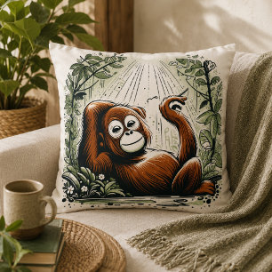 Almofada Harmonia Selvagem: Inspirada em Orangutan