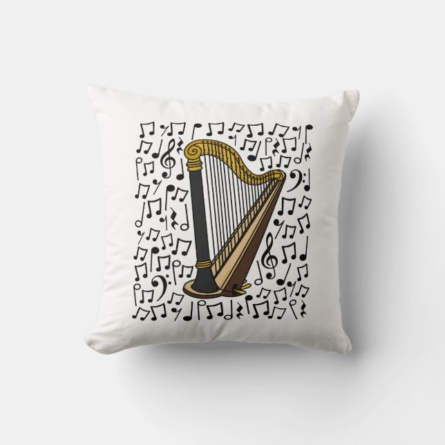 Almofada Harp Musical Notes, Professora de Música Harpist (Frente)