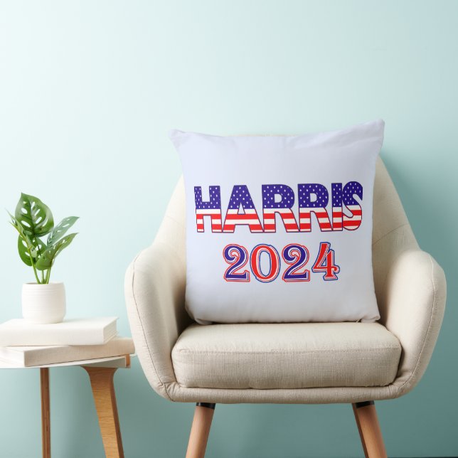 Almofada Harris 2024 Presidente Democrat EUA Flag Text (Cadeira)