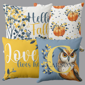 Almofada Harvest Family Roots Reversible Owl & Monogram