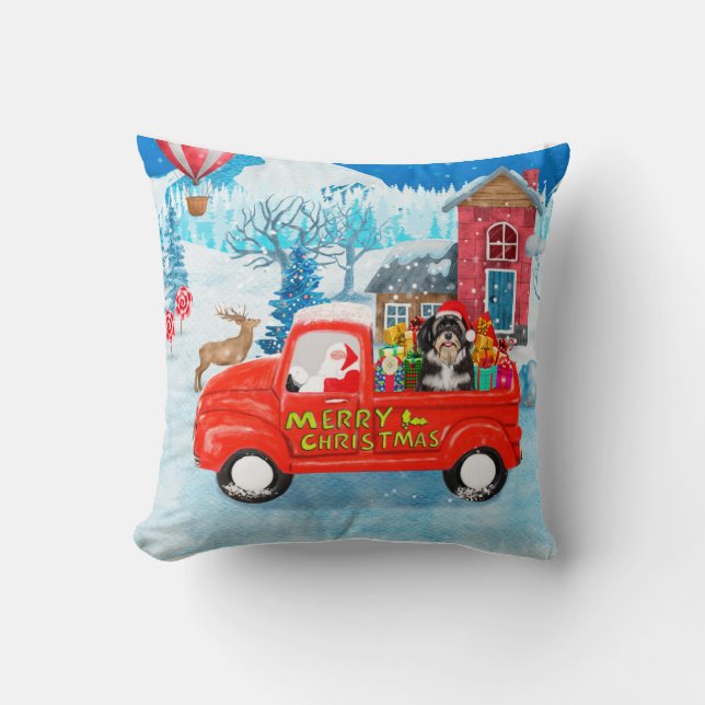 Almofada Havanês Dog Christmas Delivery Truck Snow (Frente)