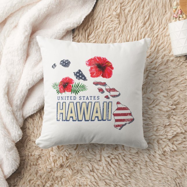Almofada Hawaii Estados Unidos Mapa Retrorestadual EUA Souv (Cobertor)