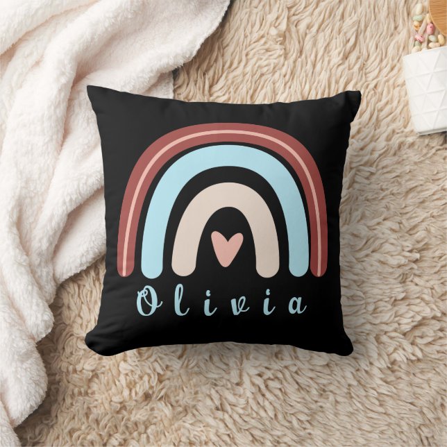 Almofada Heart Boho Rainbow com Nome Personalizado (Cobertor)
