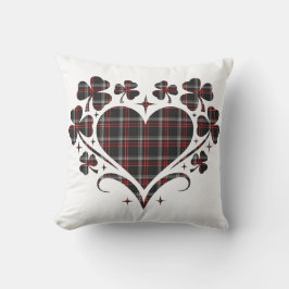 Almofada Heart Shamrock Plaid Black Classic Clover