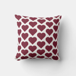 Almofada Heart Shaped Plaid Dark Red Burgundy